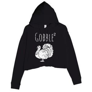 Retro Funny Gobble Squared Turkey Day Math Thanksgiving Joke Crop Fleece Hoodie