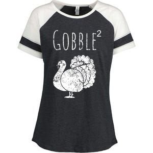 Retro Funny Gobble Squared Turkey Day Math Thanksgiving Joke Enza Ladies Jersey Colorblock Tee