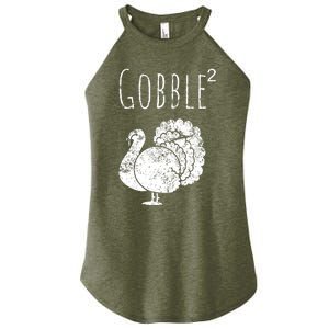 Retro Funny Gobble Squared Turkey Day Math Thanksgiving Joke Women's Perfect Tri Rocker Tank