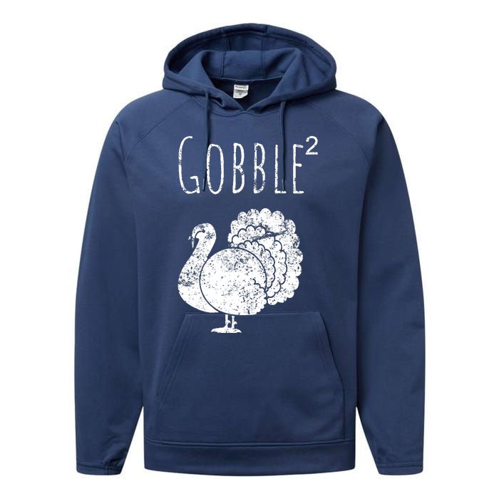 Retro Funny Gobble Squared Turkey Day Math Thanksgiving Joke Performance Fleece Hoodie