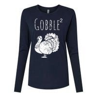 Retro Funny Gobble Squared Turkey Day Math Thanksgiving Joke Womens Cotton Relaxed Long Sleeve T-Shirt