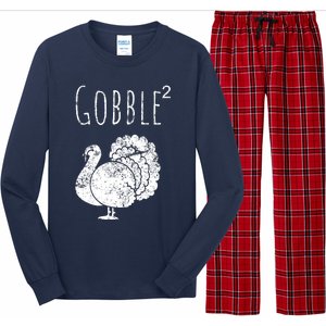 Retro Funny Gobble Squared Turkey Day Math Thanksgiving Joke Long Sleeve Pajama Set