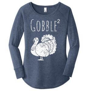 Retro Funny Gobble Squared Turkey Day Math Thanksgiving Joke Women's Perfect Tri Tunic Long Sleeve Shirt