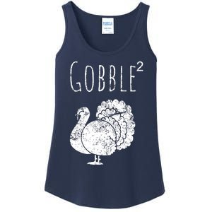 Retro Funny Gobble Squared Turkey Day Math Thanksgiving Joke Ladies Essential Tank