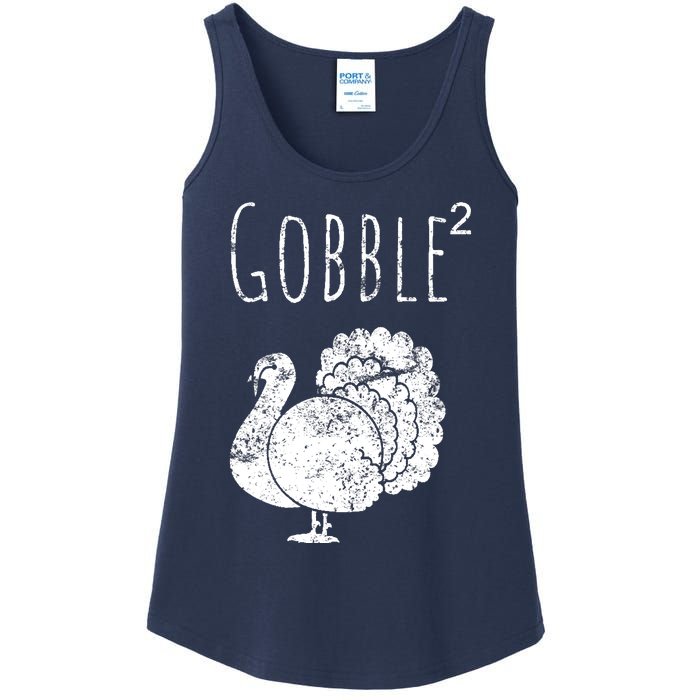 Retro Funny Gobble Squared Turkey Day Math Thanksgiving Joke Ladies Essential Tank