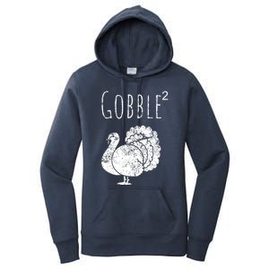 Retro Funny Gobble Squared Turkey Day Math Thanksgiving Joke Women's Pullover Hoodie