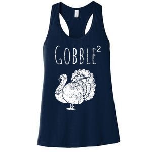 Retro Funny Gobble Squared Turkey Day Math Thanksgiving Joke Women's Racerback Tank