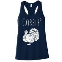 Retro Funny Gobble Squared Turkey Day Math Thanksgiving Joke Women's Racerback Tank