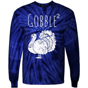 Retro Funny Gobble Squared Turkey Day Math Thanksgiving Joke Tie-Dye Long Sleeve Shirt