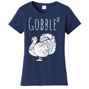 Retro Funny Gobble Squared Turkey Day Math Thanksgiving Joke Women's T-Shirt