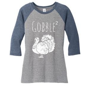 Retro Funny Gobble Squared Turkey Day Math Thanksgiving Joke Women's Tri-Blend 3/4-Sleeve Raglan Shirt