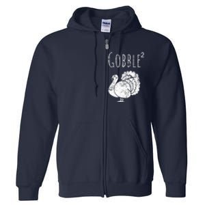 Retro Funny Gobble Squared Turkey Day Math Thanksgiving Joke Full Zip Hoodie