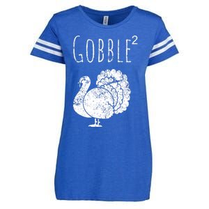 Retro Funny Gobble Squared Turkey Day Math Thanksgiving Joke Enza Ladies Jersey Football T-Shirt