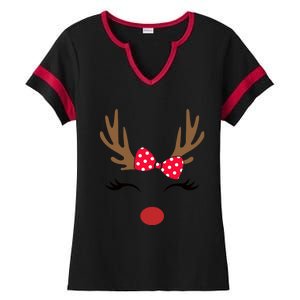 Reindeer Face Glasses Leopard Christmas Costume Gift Ladies Halftime Notch Neck Tee