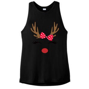 Reindeer Face Glasses Leopard Christmas Costume Gift Ladies PosiCharge Tri-Blend Wicking Tank