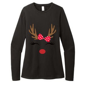 Reindeer Face Glasses Leopard Christmas Costume Gift Womens CVC Long Sleeve Shirt