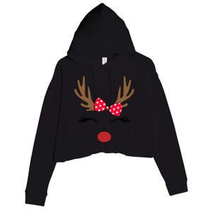 Reindeer Face Glasses Leopard Christmas Costume Gift Crop Fleece Hoodie