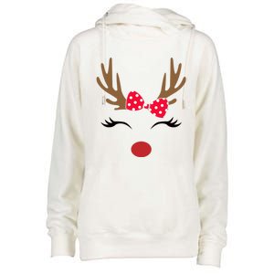 Reindeer Face Glasses Leopard Christmas Costume Gift Womens Funnel Neck Pullover Hood