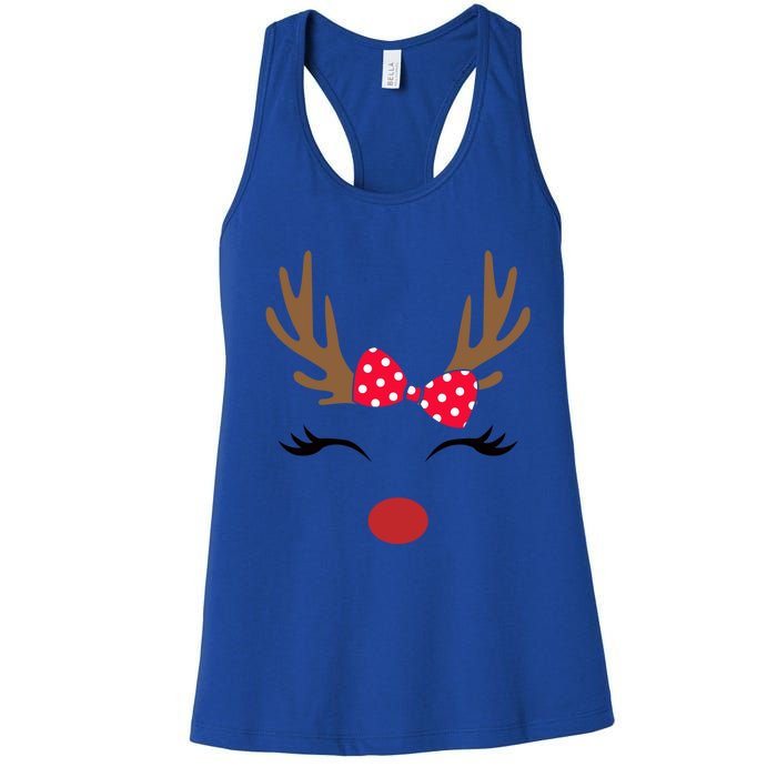 Reindeer Face Glasses Leopard Christmas Costume Gift Women's Racerback Tank