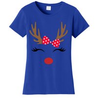 Reindeer Face Glasses Leopard Christmas Costume Gift Women's T-Shirt