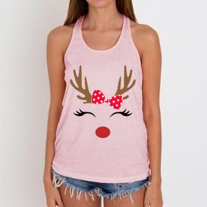 Reindeer Face Glasses Leopard Christmas Costume Gift Women's Knotted Racerback Tank