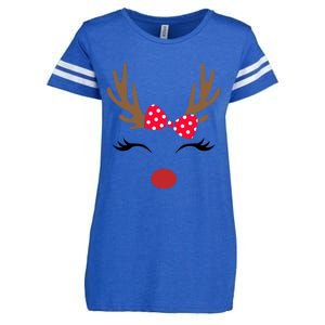 Reindeer Face Glasses Leopard Christmas Costume Gift Enza Ladies Jersey Football T-Shirt