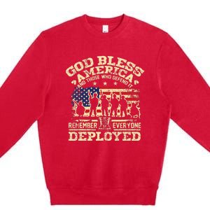 RED Friday God Bless America Remember Everyone Deployed Premium Crewneck Sweatshirt