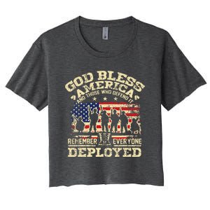 RED Friday God Bless America Remember Everyone Deployed Women's Crop Top Tee