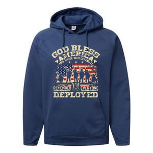 RED Friday God Bless America Remember Everyone Deployed Performance Fleece Hoodie