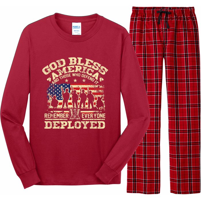 RED Friday God Bless America Remember Everyone Deployed Long Sleeve Pajama Set