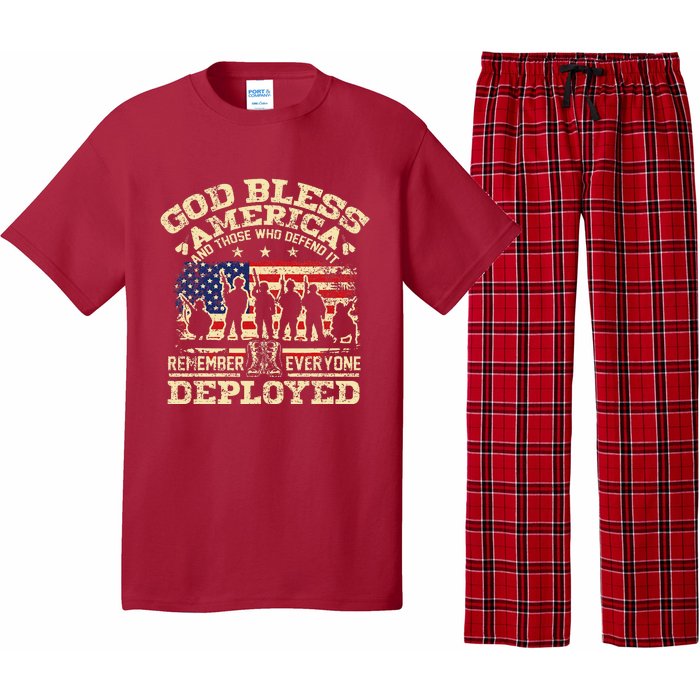 RED Friday God Bless America Remember Everyone Deployed Pajama Set