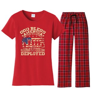 RED Friday God Bless America Remember Everyone Deployed Women's Flannel Pajama Set