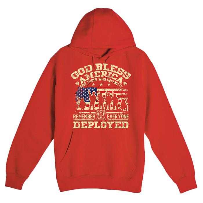 RED Friday God Bless America Remember Everyone Deployed Premium Pullover Hoodie