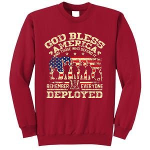 RED Friday God Bless America Remember Everyone Deployed Tall Sweatshirt