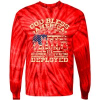 RED Friday God Bless America Remember Everyone Deployed Tie-Dye Long Sleeve Shirt