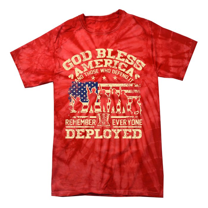 RED Friday God Bless America Remember Everyone Deployed Tie-Dye T-Shirt