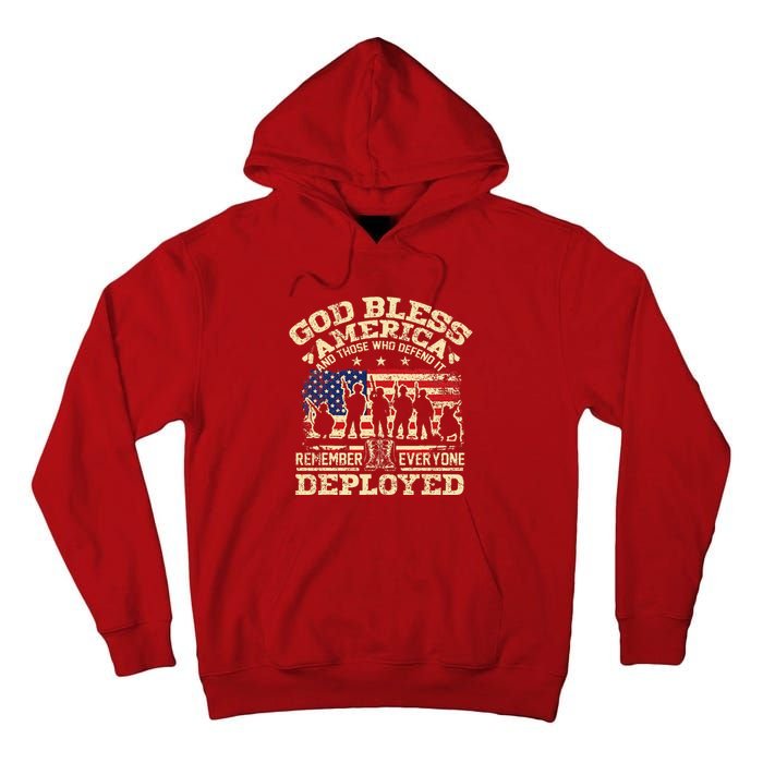 RED Friday God Bless America Remember Everyone Deployed Tall Hoodie