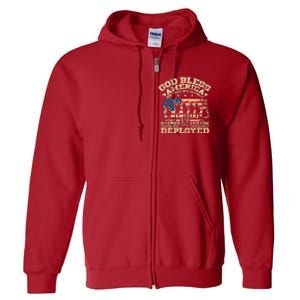 RED Friday God Bless America Remember Everyone Deployed Full Zip Hoodie