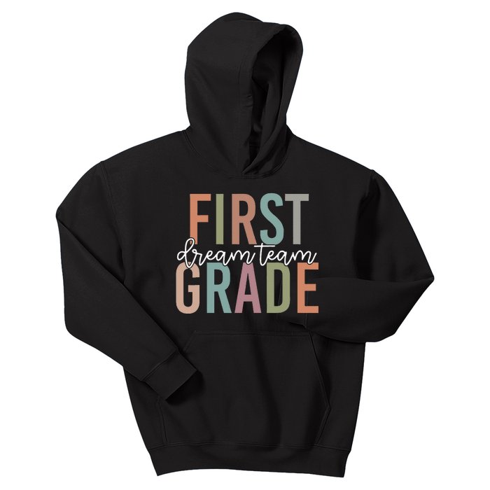 Retro First Grade Dream Team Groovy Teacher Back To School Kids Hoodie