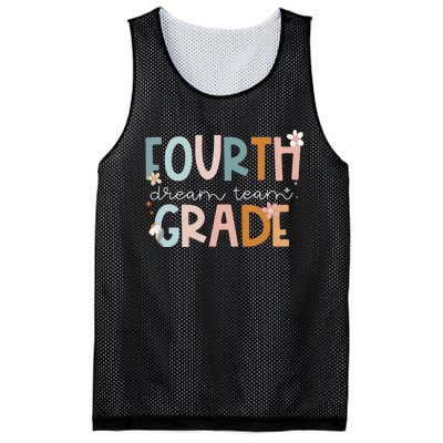 Retro Fourth Grade Dream Team Groovy Teacher Back To School Mesh Reversible Basketball Jersey Tank