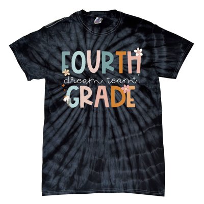 Retro Fourth Grade Dream Team Groovy Teacher Back To School Tie-Dye T-Shirt