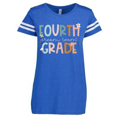 Retro Fourth Grade Dream Team Groovy Teacher Back To School Enza Ladies Jersey Football T-Shirt