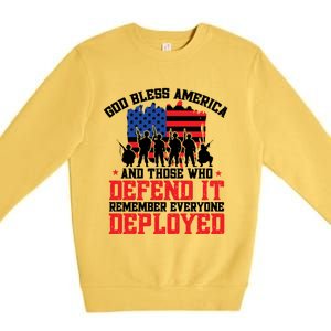 Red Friday God Bless America Military Veteran Gift Premium Crewneck Sweatshirt