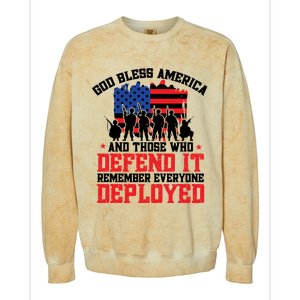 Red Friday God Bless America Military Veteran Gift Colorblast Crewneck Sweatshirt