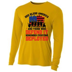 Red Friday God Bless America Military Veteran Gift Cooling Performance Long Sleeve Crew