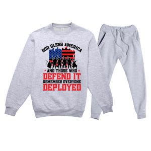 Red Friday God Bless America Military Veteran Gift Premium Crewneck Sweatsuit Set