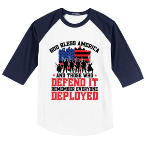 Red Friday God Bless America Military Veteran Gift Baseball Sleeve Shirt