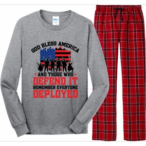 Red Friday God Bless America Military Veteran Gift Long Sleeve Pajama Set