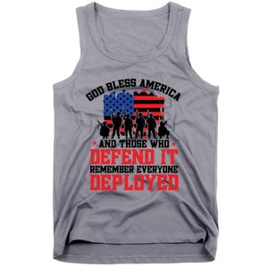 Red Friday God Bless America Military Veteran Gift Tank Top