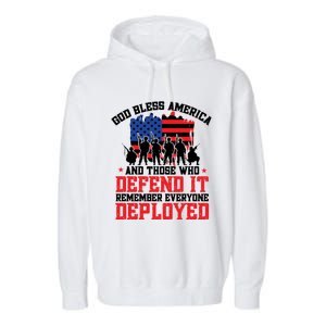 Red Friday God Bless America Military Veteran Gift Garment-Dyed Fleece Hoodie